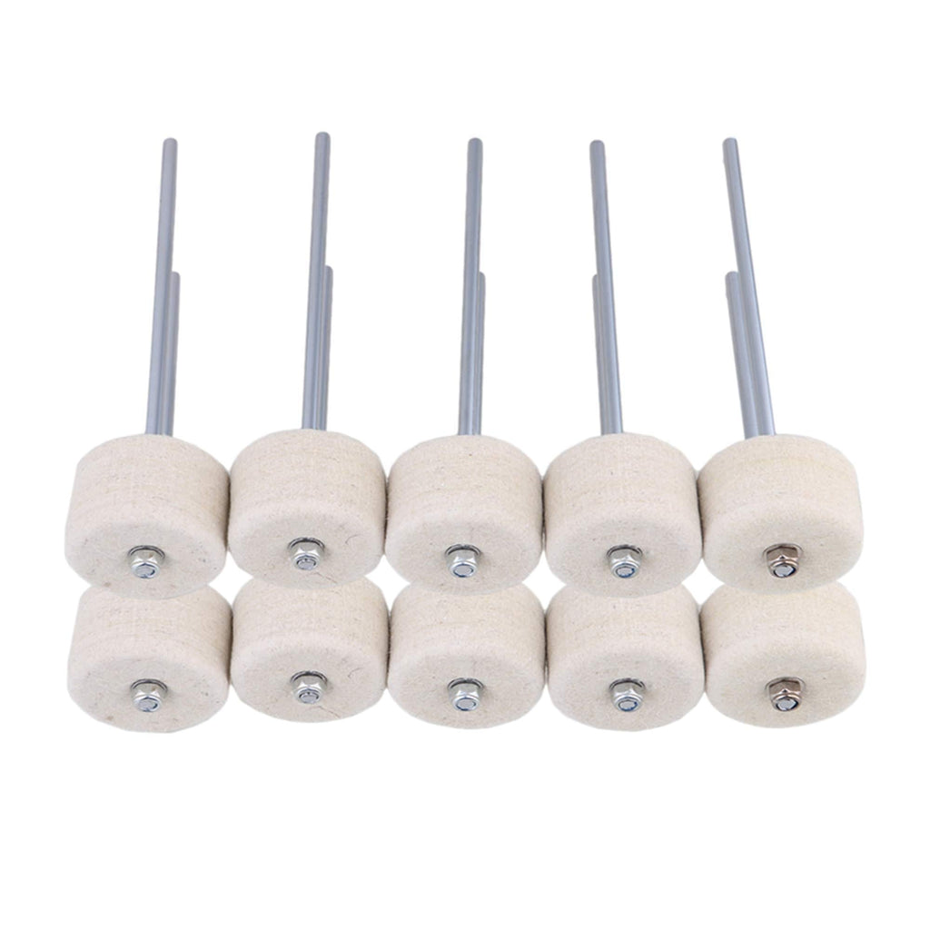 Stainless Steel Shaft White Drum Pedal Felt Bass Drum Beater Set of 10