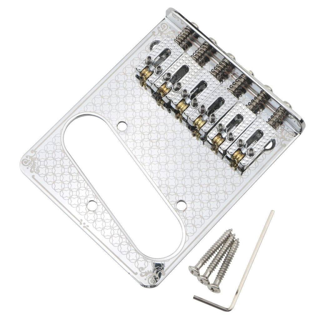 Swhmc 6 String TL Electric Guitar Roller Saddle Bridge Single Coil Pickup Hole String Pull Board Cross Flower Style Silver