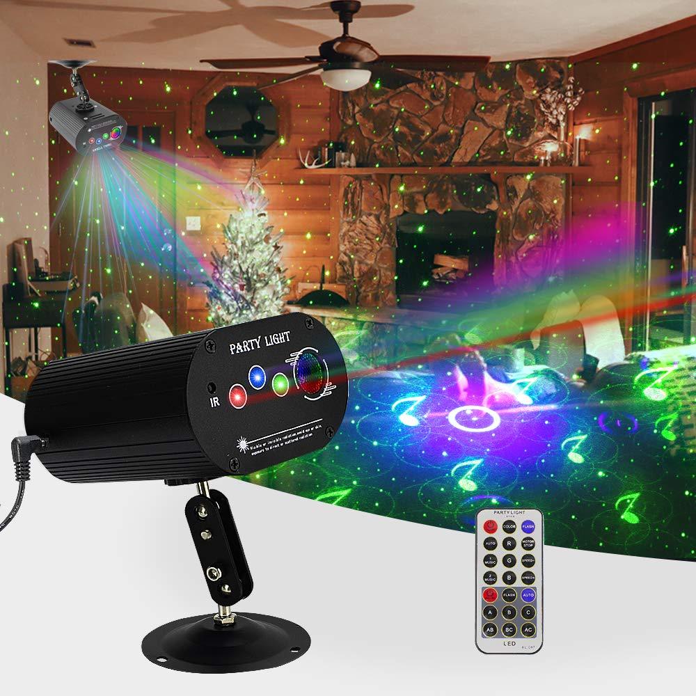 [AUSTRALIA] - AZIMOM Party light DJ Stage Light Projector 48 Patterns RGB Stage Strobe Lighting Sound Activated Remote Control for Disco Room Christmas Halloween Decorations Gift Birthday Wedding Bar 