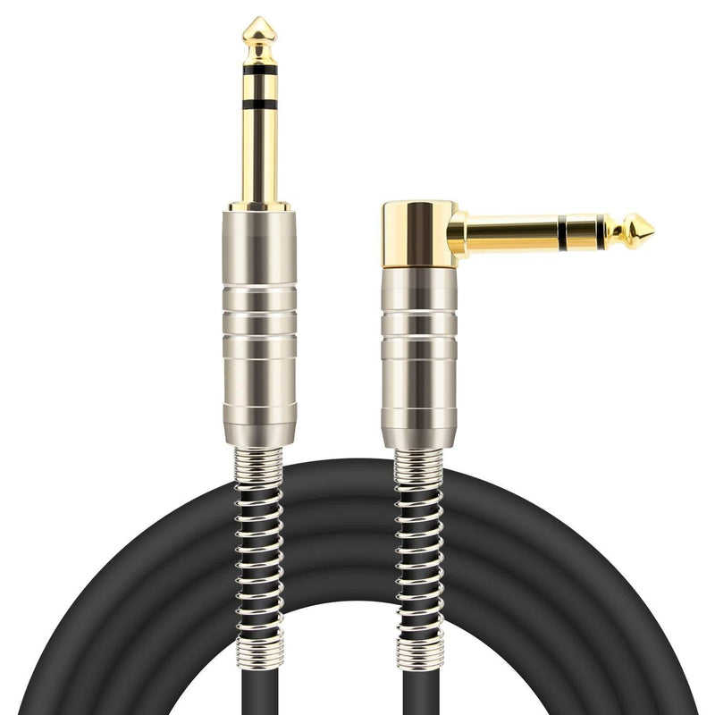 [AUSTRALIA] - JOLGOO 1/4 inch TRS Cable, Straight to Right Angle 1/4 Inch 6.35mm Stereo Audio Cable for Studio Monitors,Mixer,Yamaha Speaker/Receiver, 10 Feet 