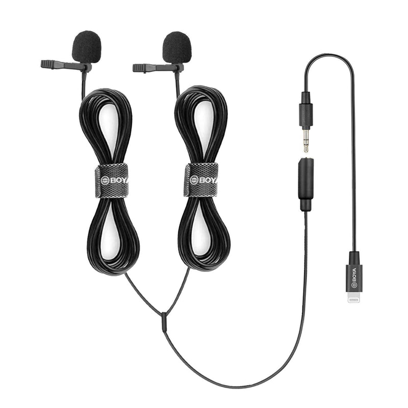 [AUSTRALIA] - BOYA BY-M2D Digital Omnidirectional Dual-Head Lavalier Microphones Compatible with iPhone, iPad, and iPod Touch iOS Devices 