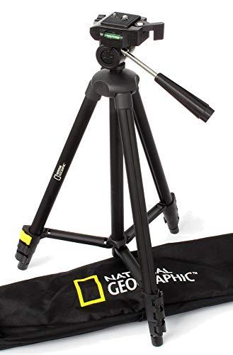 NATIONAL GEOGRAPHIC Phototripod Kit Small, with Carrying Bag, 3-Way Head, Quick Release, 4-Section Legs Lever Locks, Mid-Level Spreader, Load up 1kg, Aluminium, for Canon, Nikon, Sony, NGHPMIDI
