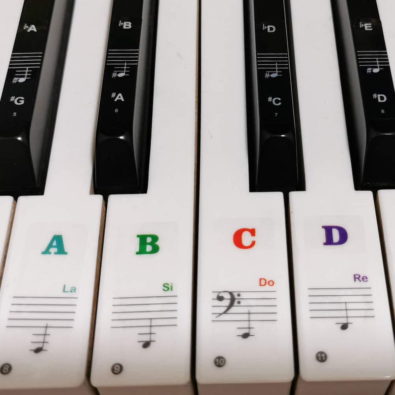 Piano Stickers for Keys, Yalloy Colorful Piano Keyboard Stickers for 88 61 54 49 Full Set Stickers Removable and Transparent, Leaves No Residue, Ideal for Piano Beginners Learning Piano or Keyboard