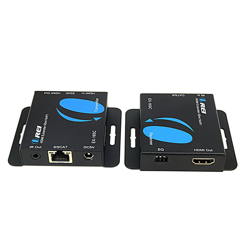 HDMI Extender Over LAN by Orei Single CAT6A/Cat7 Cable 1080P @ 60Hz with IR - Up to 160 ft - Loop Out Function - Digital Full HD