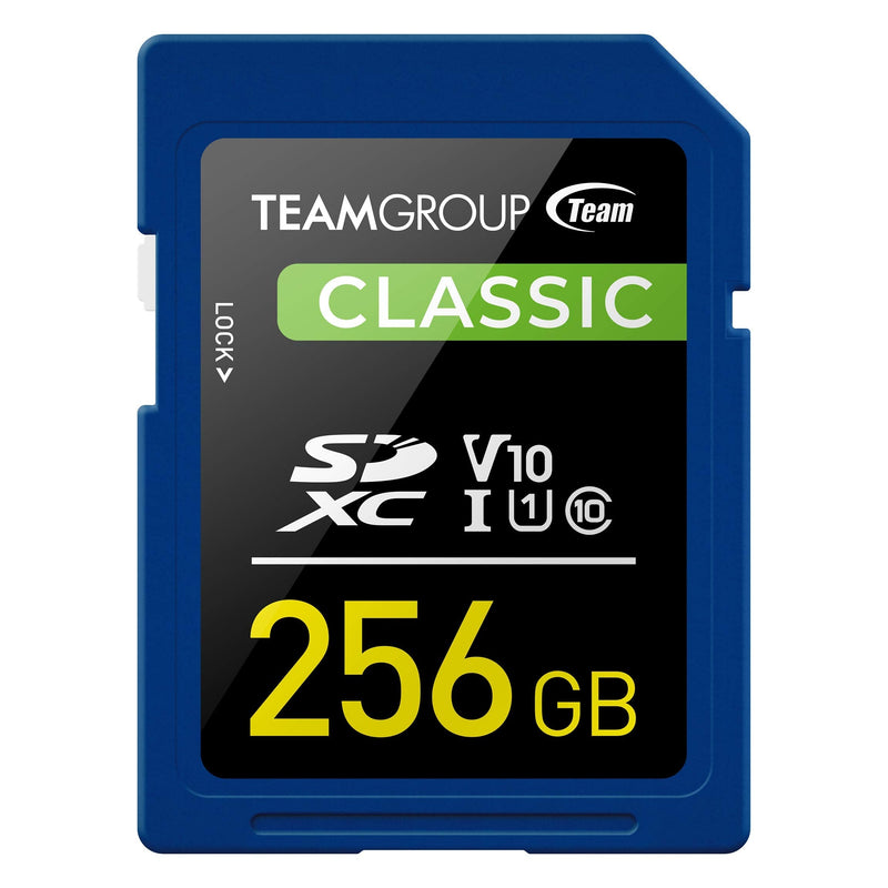 TEAMGROUP Classic 256GB UHS-I U1 V10 Read Speed up to 80MB/s SDXC Memory Card for Full-HD Video Recording & Photo Shooting TSDXC256GIV1001 CLASSIC U1 V10