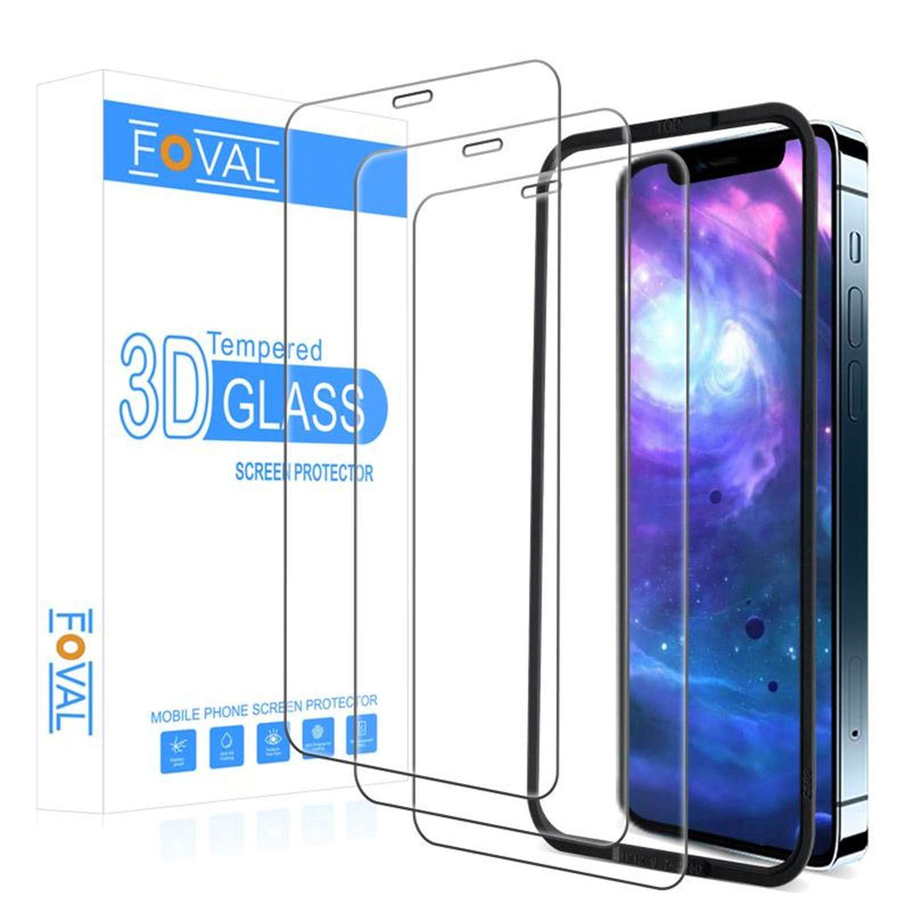 Foval Tempered Glass Compatible with iPhone 12 Pro Max Screen Protector 6.7 Inch 2020 (3 Pack) (Full Coverage), (Case Friendly) HD Glass Screen Protector for iPhone 12 Pro Max with Alignment Tool