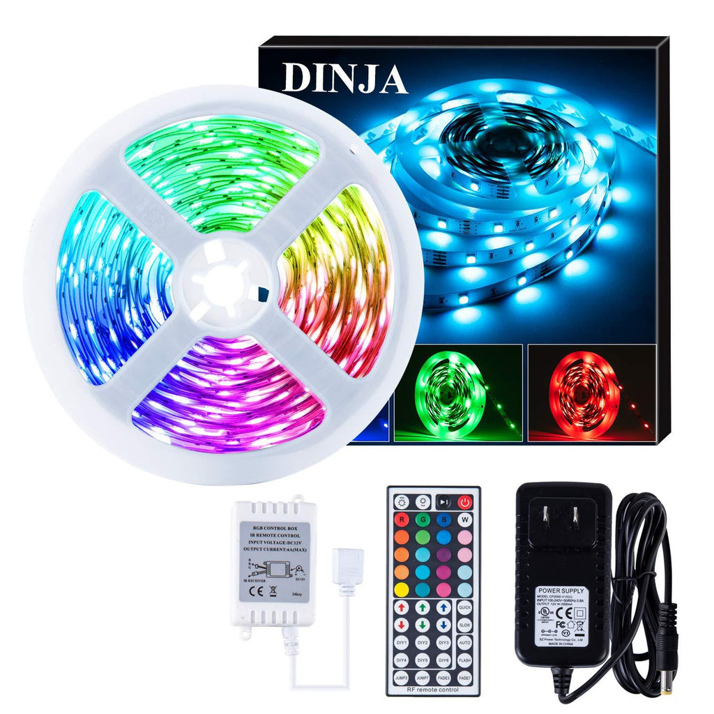 [AUSTRALIA] - DINJA LED Light Strip Rope 16.4ft 5M RGB with 44key RF Remote Control,Dimmable Color Changing Strip Lights Rope Lights for Girls Room Decor, Bedrooms,Kitchens,TV,Bar,Clubs Parties. Rgb (Red, Green, Blue) 