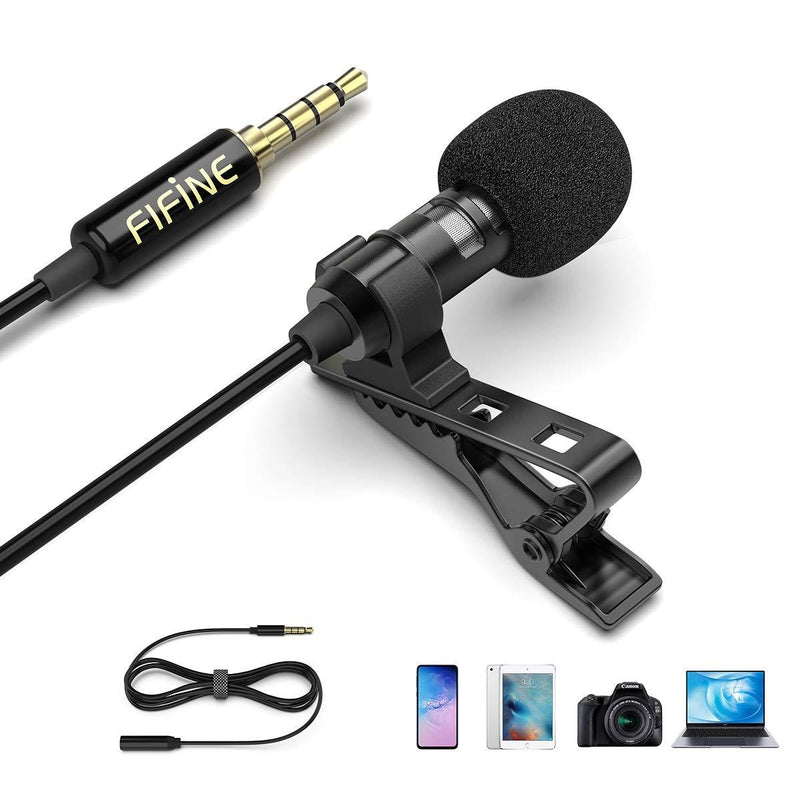 [AUSTRALIA] - Fifine Lavalier Lapel Microphone, 3.5mm Clip On Mic for YouTube Video Recording Vlog, Mini External Mic for iPhone iPad Android Cell Phone DSLR Camera PC Laptop Mac Computer, Noise Reduction-C1 