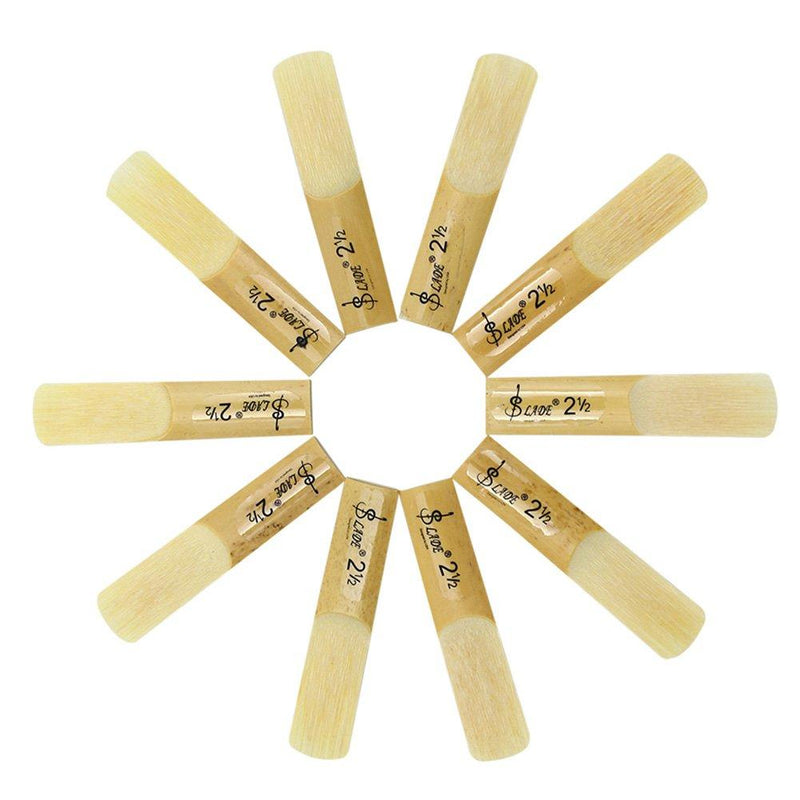 Vbestlife 10Pcs Alto BE Sax Reed, Bamboo Reeds Strength 2.5 for Alto bE Sax Saxophone Replacement Accessory