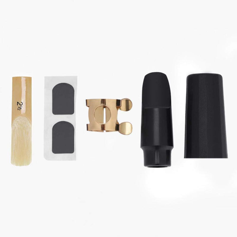 Vbestlife Soprano Saxophone Mouthpiece Set, ABS Sax Mouthpiece Set with Cap Metal Buckle Reed Pads Sax Accessory