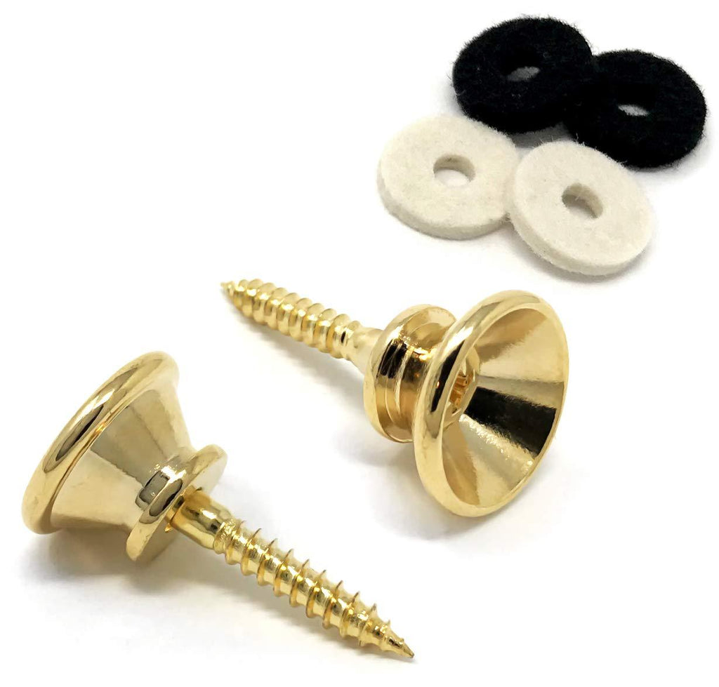 Vintage Forge Guitar Strap Buttons Gold Oversized Large 17mm Universal Fit for Acoustic and Electric Guitar and Bass (2) with Screws and Felt Washers SB130-GLD