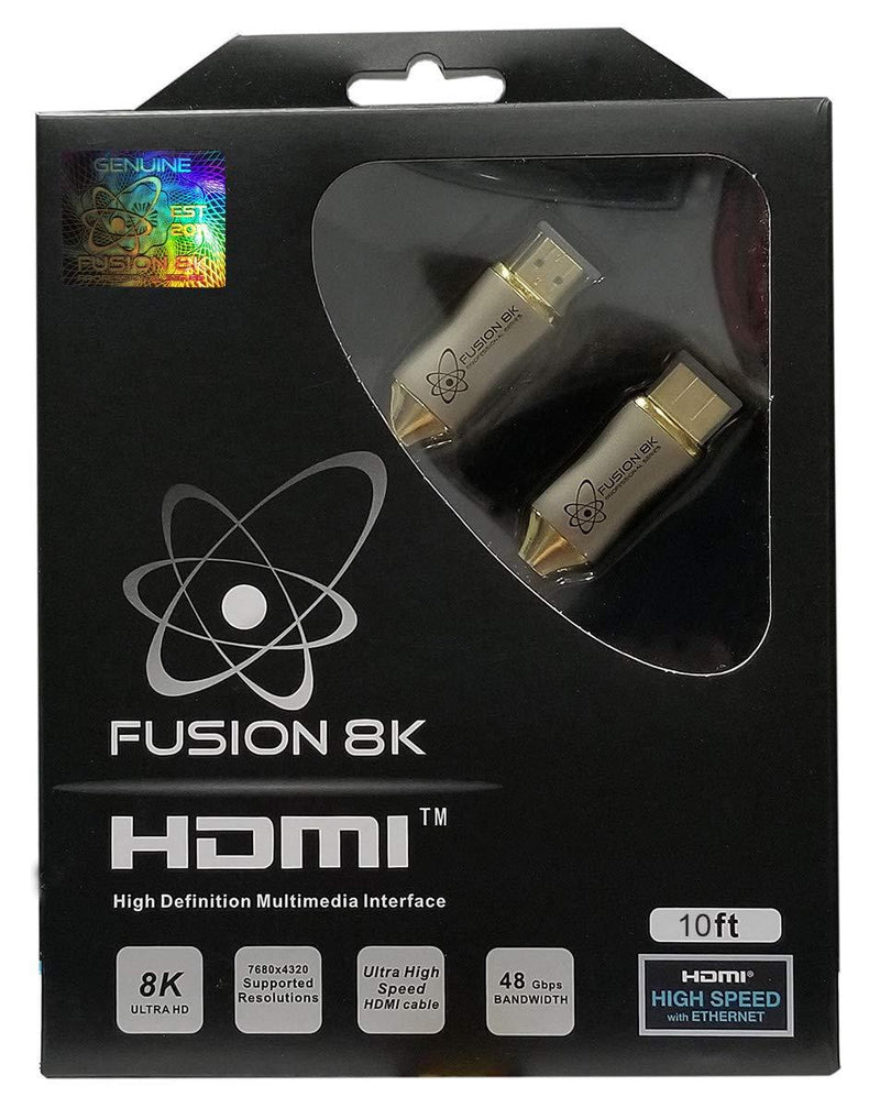 Fusion8K HDMI 2.1 Cable Supports 8K @60Hz and 4K @120Hz Compatible with All TVs, BluRay, Xbox Series X, PS5 (10 Feet) 10 Feet
