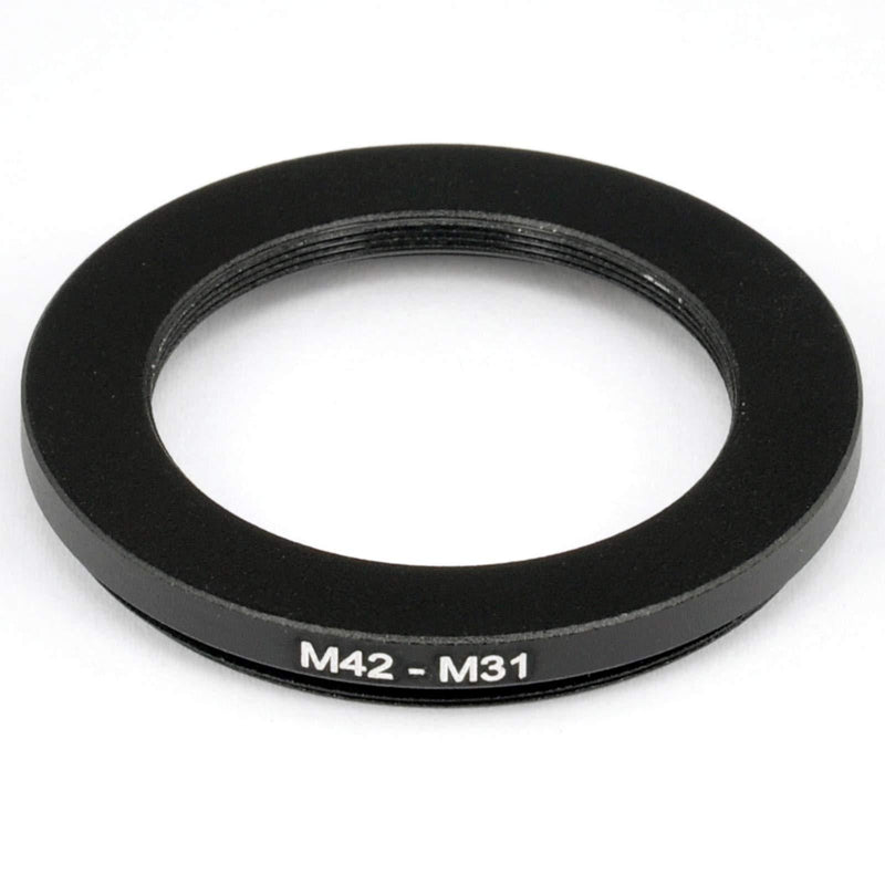 Metal M42 (42mm 1mm Thread Pitch) to M31 (31mm 0.5mm Thread Pitch) M42-M31 mm Male to Female Step-Down Coupling Ring Adapter for Lens Filter Telescope
