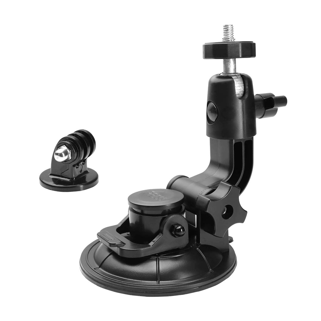 DeepRoar Car Camera Mount 1/4-20 Thread Suction Cup Clamp for Recorder Camcorde (Black) Black