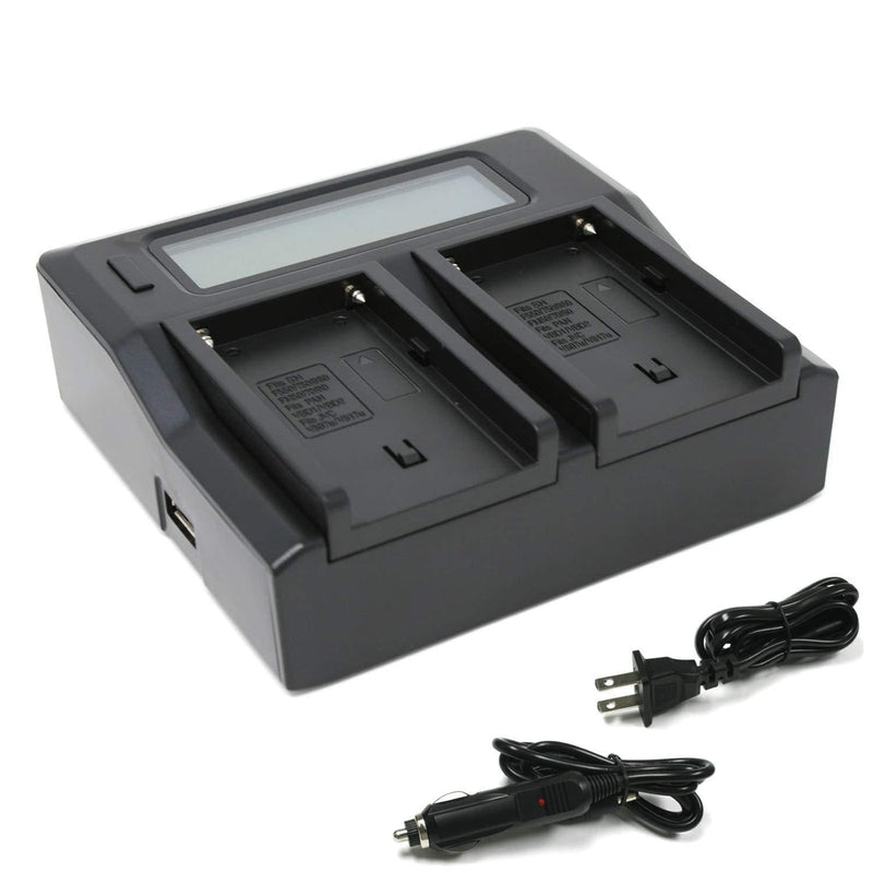 Wasabi Power Dual LCD Battery Charger for Sony NP-F550 NP-F570 NP-F750 NP-F770 NP-F930 NP-F950 NP-F960 NP-FM55H NP-FM500H NP-QM71 NP-QM91 NP-QM71D (L Series, M Series)