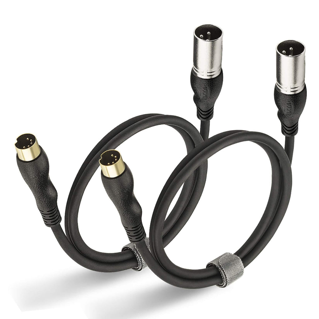 EBXYA MIDI to XLR Cable - MIDI 5-PIN DIN Male to XLR 3-Pin DIN Male Cable 3 Feet 2 Packs 3 Ft MIDI Male to XLR Male 2 Pcs