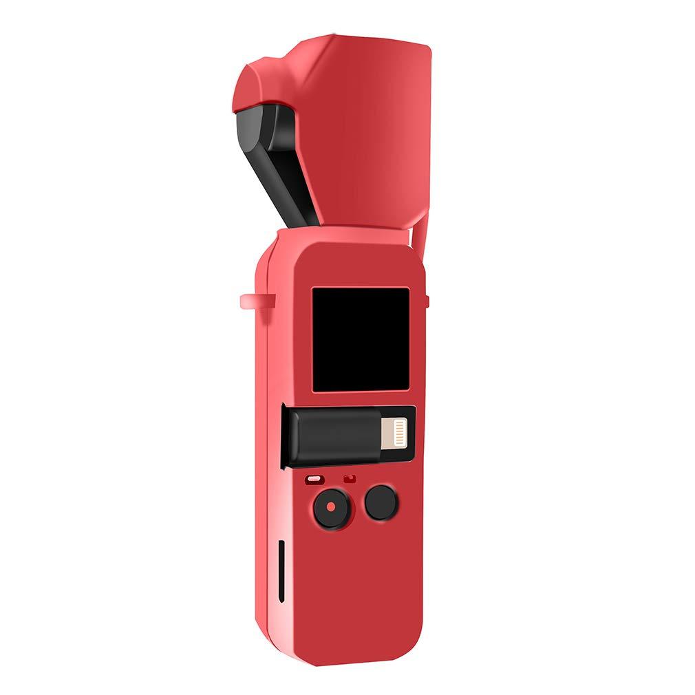 Tercel Silicone Case Cover Sleeve with Lanyard and Lens Protector Cap for DJI Osmo Pocket(red) Red
