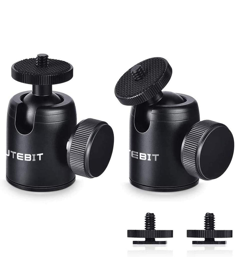 2 Pack Tripod Ball Head,UTEBIT 360° Rotatable Mini Ball Head with 1/4" Hotshoe Adapter for DSLR Cameras HTC Vive Tripods Monopods Camcorder Light Stand Speedlight Quick Release,Max. Load 11lbs