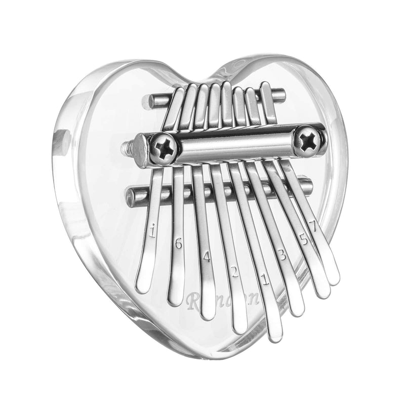 Randon Mini Kalimba Crystal Mbira Thumb Piano 8 Keys with Case and Tune Hammer Best Gift for Kids Adults and Beginners in Birthday Christmas and Other Occasions(Love-8) Love-8