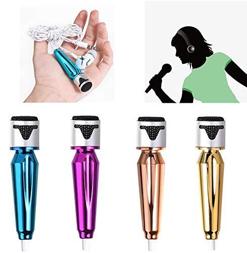 Mini Microphone with Headphones Mini Portable Vocal/Instrument Microphone for Cell Phones, Computers, Tablets(Rose Gold) Rose gold