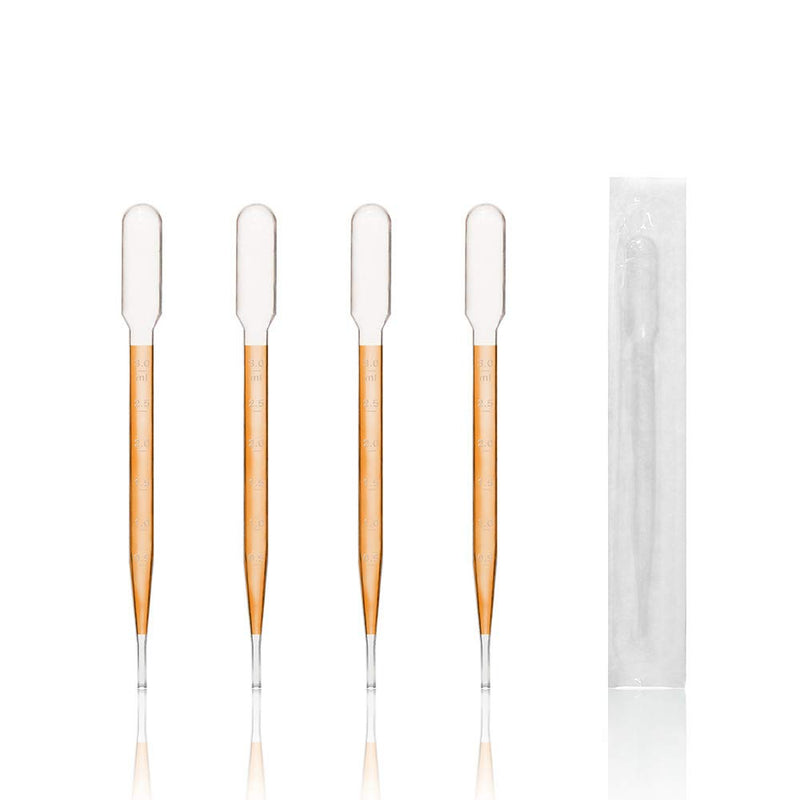 ULAB Sterile Transfer Pipettes, Essential Oils Pipettes Vol. 7ml, 3ml Graduated, 0.5ml Graduation Interval, 155mm Long, Low-Density Polyethylene Material, Individual Peel-Pack, Pack of 100, UTP1014 Vol.7ml, 100pcs, Individual Peel-Pack