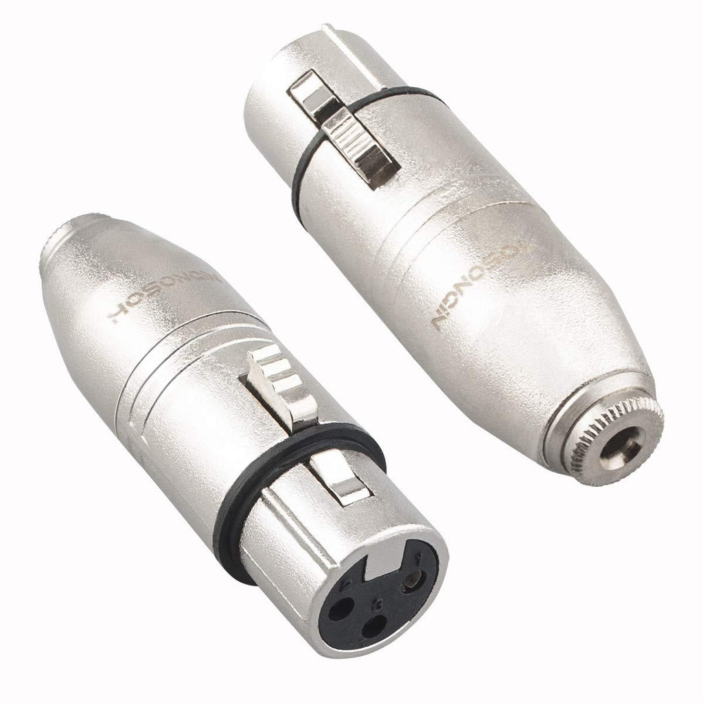 [AUSTRALIA] - HOSONGIN XLR Female to 3.5mm Female Jack Adapter, 1/8" Inch Female Stereo Jack to XLR Female Zinc Alloy Audio Adapter for Mixer, Microphone, Camera, 2 Pack XLR/F-3.5MM/F-2 