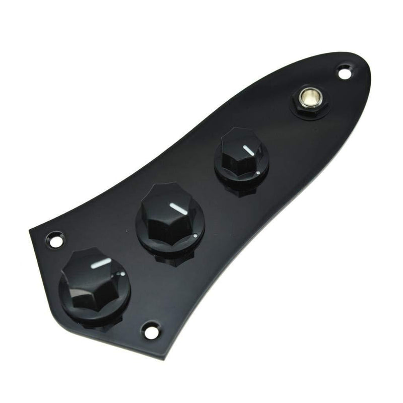 KAISH Fully Loaded Control Plate Pre-Wired Control Plate with Wiring Harness for Fender Jazz Bass J Bass Black