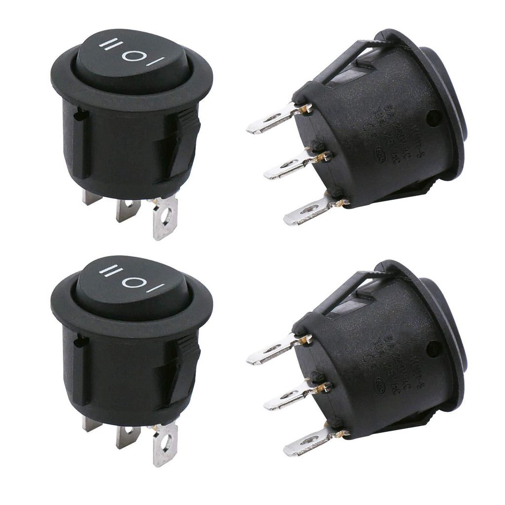 TWTADE / 4Pcs Momentary Boat Rocker Toggle Switch 3 Pin 3 Position(ON)-Off-(ON) SPDT Mini Car Auto Boat Round Shape Rocker Switch 6A 250VAC/10A 125VAC KCD1-5-123