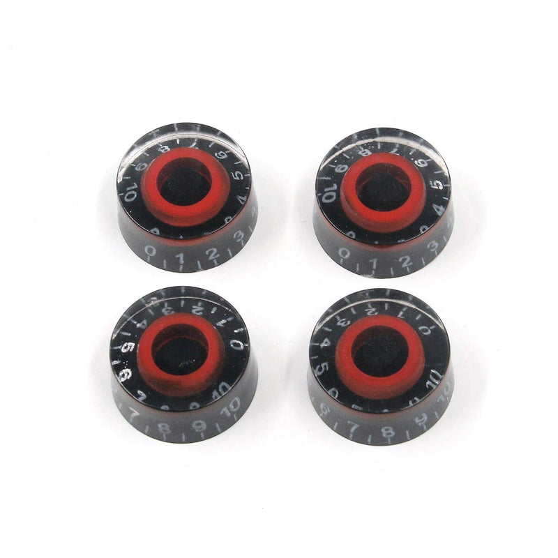 FarBoat 4Pcs Guitar Knobs Guitar Volume Tone Control Knob Cylinder for Electric Guitars(Balck and Red) black and red