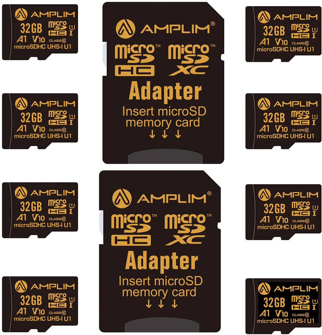 Amplim 32GB Micro SD Card, 8 Pack MicroSD Memory Plus Adapter, MicroSDHC Class 10 UHS-I U1 V10 TF Extreme High Speed Nintendo-Switch, GoPro Hero, Raspberry Pi, Phone Galaxy, Camera Cam, Tablet, PC