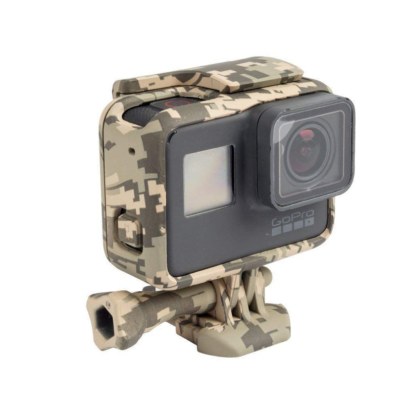 Williamcr Camouflage Gray Protective Frame Mount Stand Housing Case Compatible with GoPro HERO7/6/5 Black and Hero (2018) Side Open Mount Shell Cover