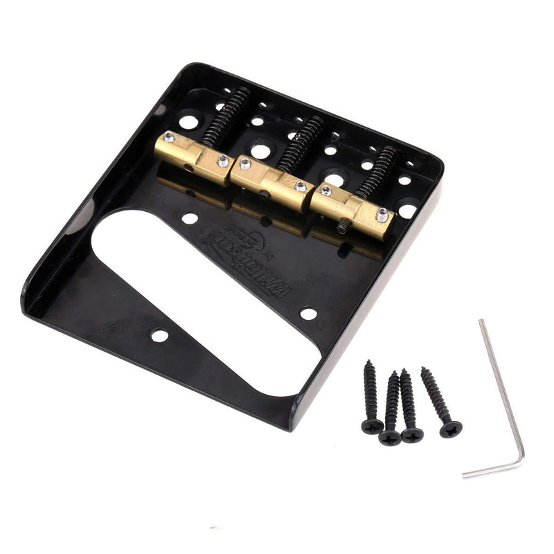 Wilkinson WTB Telecaster Bridge with Brass Compensated 3-Saddle for Tele TL Electric Guitar, Black