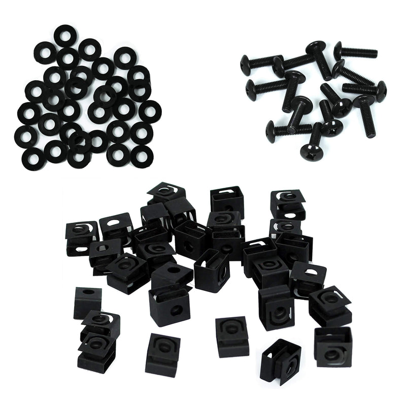 [AUSTRALIA] - TCH Hardware 50 Pack Black Cage Nuts 10-32 - 3/4" Screws & Washers - for Rack Mount Server Audio Cabinets 