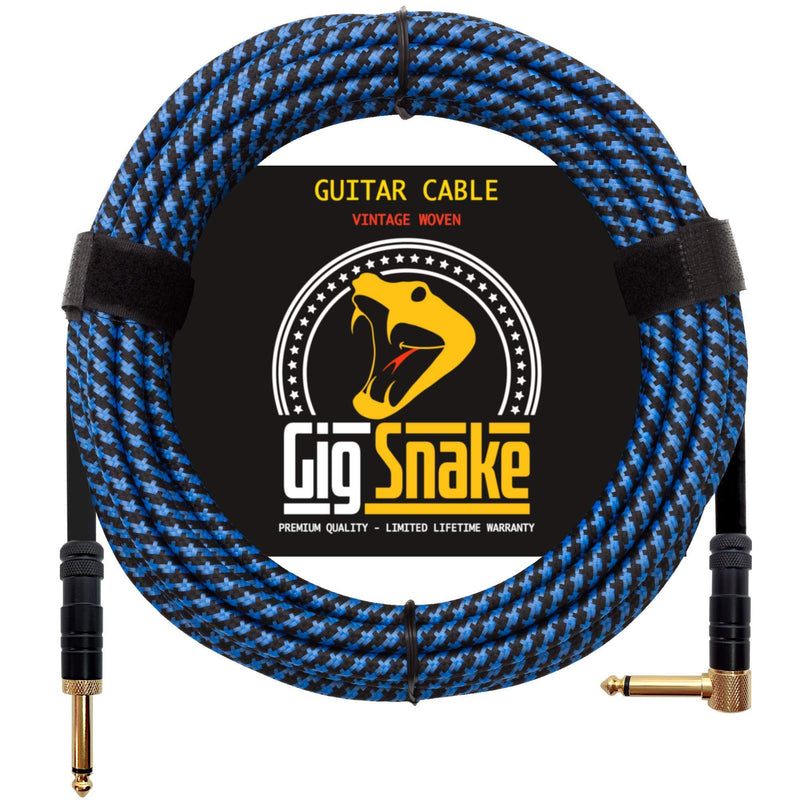 [AUSTRALIA] - Guitar Cable 20 ft - 1/4 Inch Right Angle Blue Instrument Cable - Professional Quality Electric Guitar Cord and Amp Cable - Low Noise Bass and Guitar Cables - Reliable Cords for a Clean Clear Tone 20FT Angle 