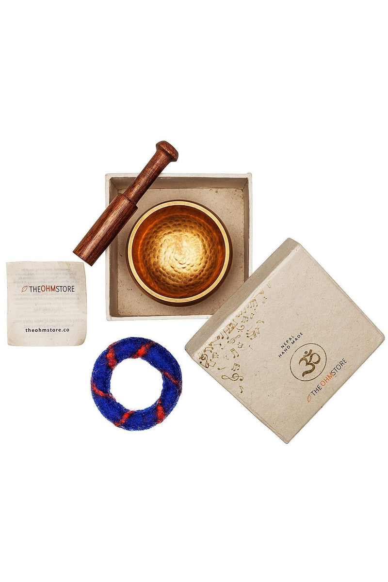 Tibetan Singing Bowl Set — Meditation Sound Bowl Handcrafted in Nepal for Healing and Mindfulness - With Gift Box