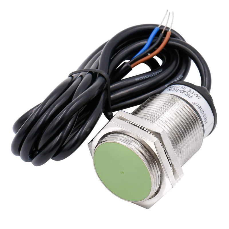 Heschen M30 Inductive Proximity Sensor Switch PR30-10DN Cylindrical Type Detector 10mm DC12-24V 3-Wire NPN NO(Normally Open) CE