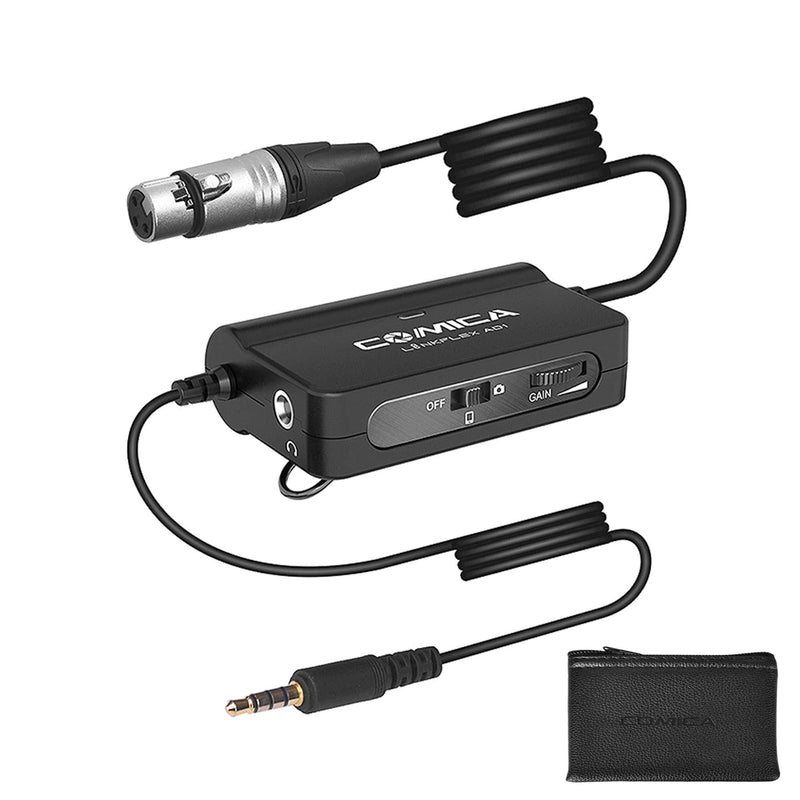 [AUSTRALIA] - Audio Preamp Adapter, Comica LinkFlex AD1 XLR-3.5MM Interface Micro Preamp with Real-time Audio Monitoring, Stepless Gain Control, Preamp for Canon Nikon Sony DSLR Cameras Camcorder Smartphone etc. 
