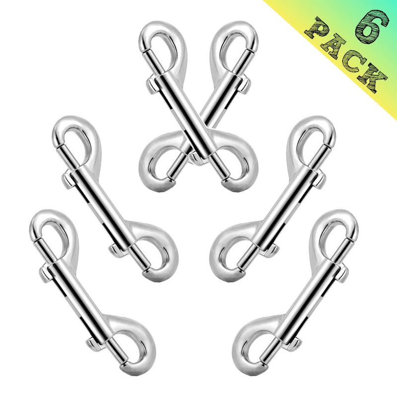 Bolt Snaps Double Ended Hook 6 Set 3.5inch/90mm Zinc Alloy Trigger Metal Clips for Key Chain Dog Leash Horse Pet Sling Feed Buckets 6 PACK