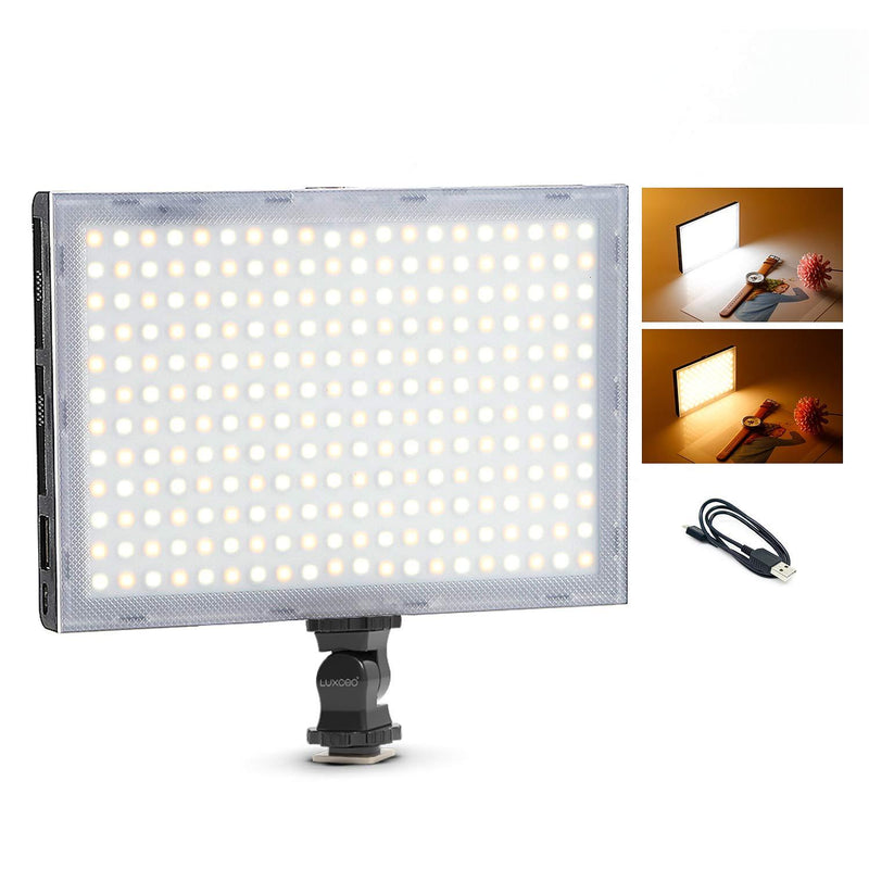 LUXCEO CRI95+ Super Slim LED Light Panel 1000LM LED Camera Video Light Built-in Rechargeable 4000mAh Battery, Stepless Dimming, 3000k-6000k, for All DSLR Cameras(Power Bank)