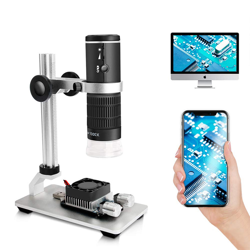 [AUSTRALIA] - Cainda WiFi Digital Microscope for iPhone Android Phone Mac Windows, HD 1080P/720P Video Record 50-1000X Magnification Wireless Portable Microscope with Adjustable Metal Stand and Carrying Bag 