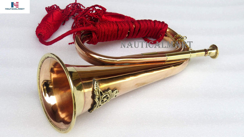 Civil War Era Solid Copper Bugle With Beautiful Rope US Military Cavalry Horn Handmade