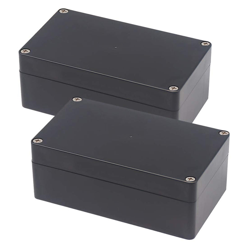 Zulkit Junction Box Waterproof Dustproof IP65 ABS Plastic Project Box Universal Electrical Boxes Enclosure Black 6.22 x 3.54 x 2.36 inch (158 x 90 x 60 mm)(Pack of 2) 6.22'' x 3.54'' x 2.36''(Pack of 2)