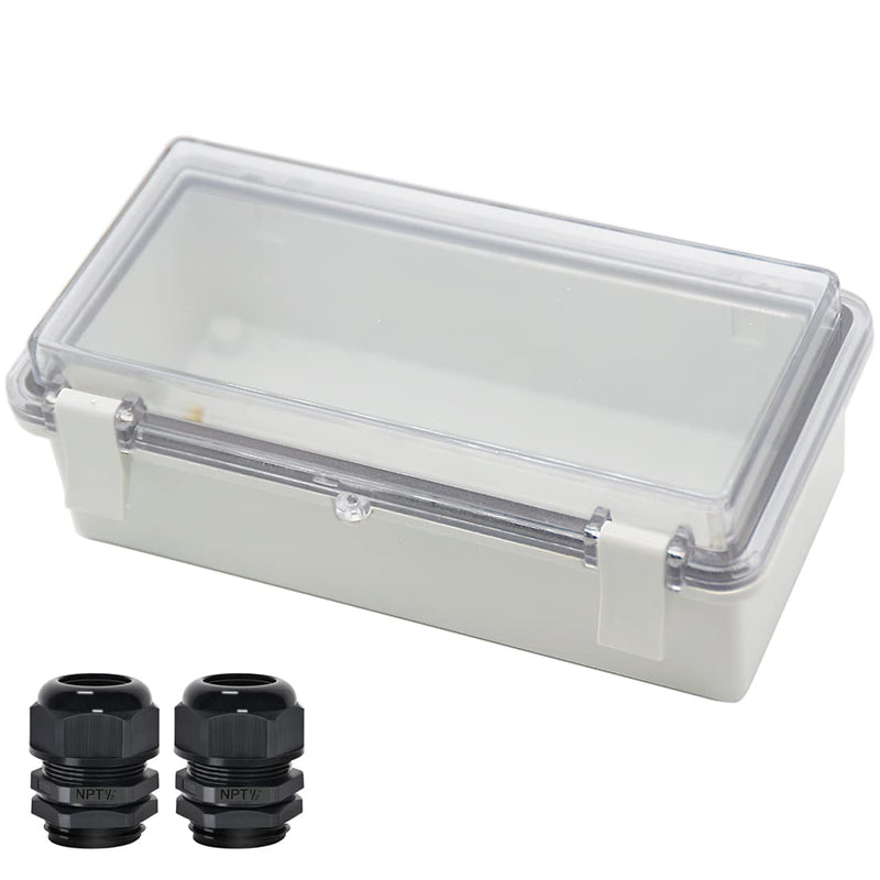 [AUSTRALIA] - Zulkit Junction Box ABS Plastic Dustproof Waterproof IP65 Electrical Boxes Hinged Shell Outdoor Universal Project Enclosure Grey Clear Transparent Cover 7.9 x 3.9 x 2.8 inch (200x100x70mm) 7.9" x 3.9" x 2.8" 