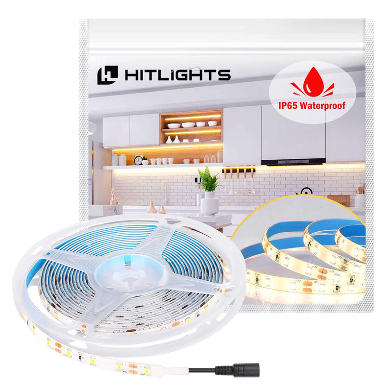 [AUSTRALIA] - HitLights Weatherproof Warm White LED Light Strip, Tape Light for Home, Office, Bathroom, Cabinet and More 16.4ft, 300 LEDs, 3000K, 72 Lumens per Foot 12V DC（Power Not Included) 