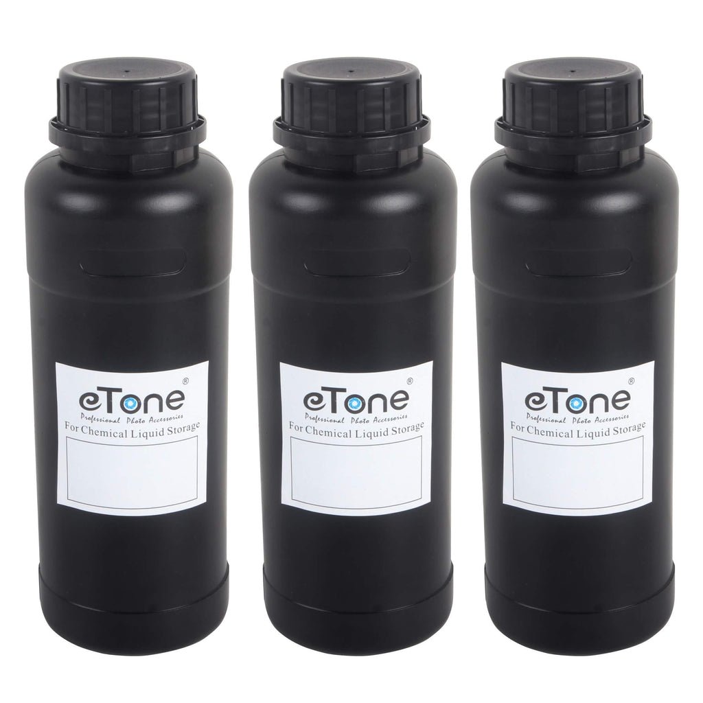 3X 500ml Darkroom Chemical Storage Bottles with Caps Film Photo Developing Processing Equipment (Black) black