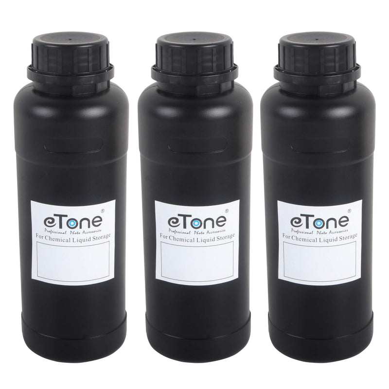 3X 500ml Darkroom Chemical Storage Bottles with Caps Film Photo Developing Processing Equipment (Black) black