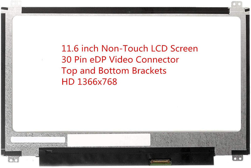 Rinbers 11.6" LED LCD Screen Display Replacement (Non Touch) for ASUS Chromebook C201PA C202 C202S C202SA C223 X205T VIVOBOOK E203MA W202NA N116BGE-EB2 C3 C5 C6 B1 Top and Bottom Brackets (30 Pin)