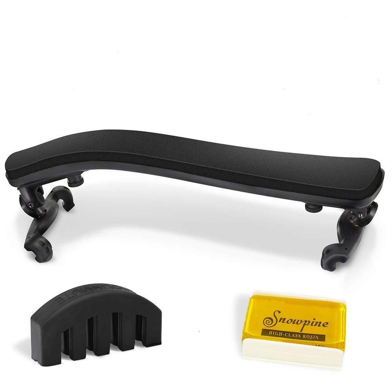 Violin Shoulder Rest for 1/2-1/4 size,Collapsible and Height Adjustable Feet,Violin universal Type Violin Parts soft easy to use,High strength sponge(Black),Including Violin Mute and Violin rosin