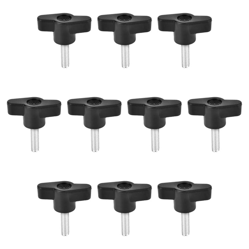 MroMax 10PCS M6x20mm Clamping Handle Gripandles Screw Knobs Handgrips Threaded T-Shape Black