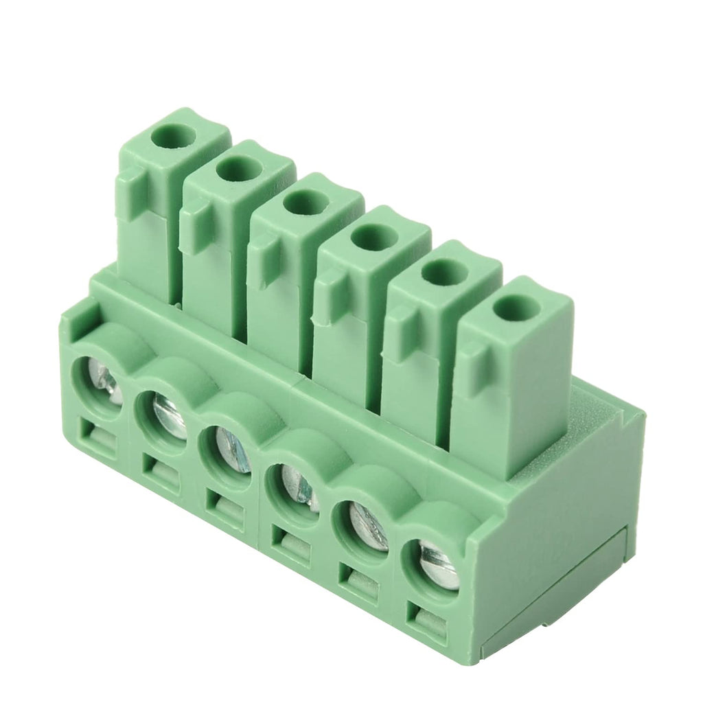 Fielect 15Pcs 3.5mm Pitch 6P PCB Screw Terminal Block Connector 300V 8A Pluggable Teminal Blocks Connector Green